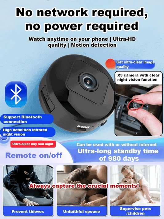 NEW🎁[Hidden camera HD night vision]No WIFI or electricity required💯Tiny and installs in 1 second ⚠️Remote real-time viewing